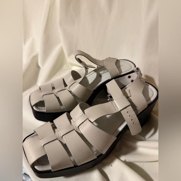 Free People White pacific platform fishermen heel sandals size 11 - Picture 2 of 5